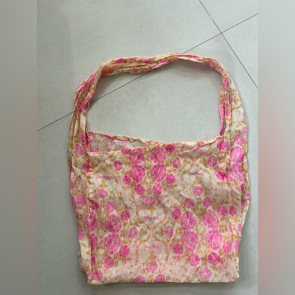 Free People Pink and Cream Floral Cotton Tote Shoulder Bag - Picture 3 of 3